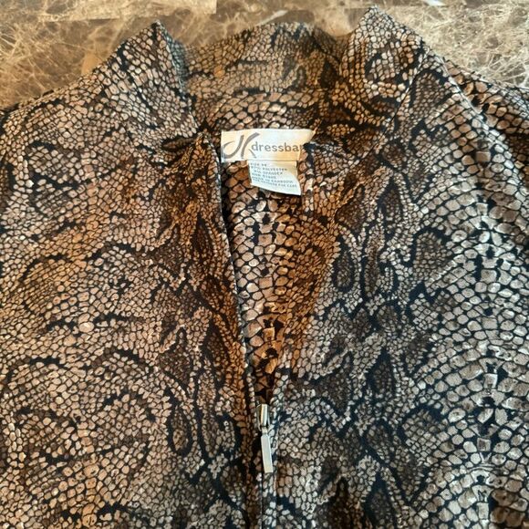 DressBarn Blazer Zip Jacket Women Medium Brown Black Animal Print Snakeskin - Picture 6 of 12